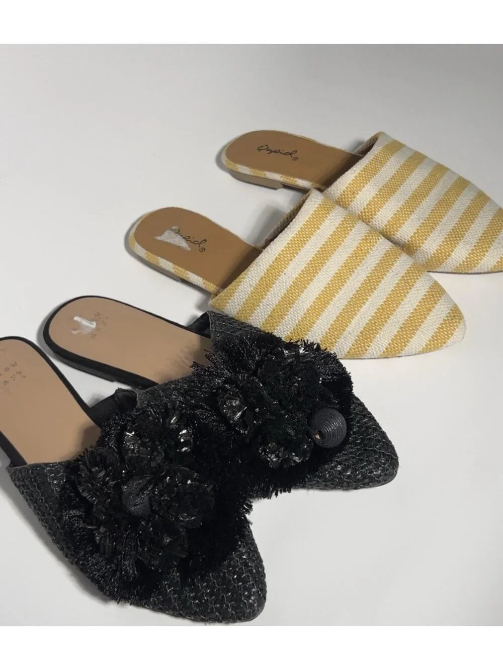 A New Day & Qupid Women’s Mules Lot of 2 Black Yellow Sizes 6.5 & 7